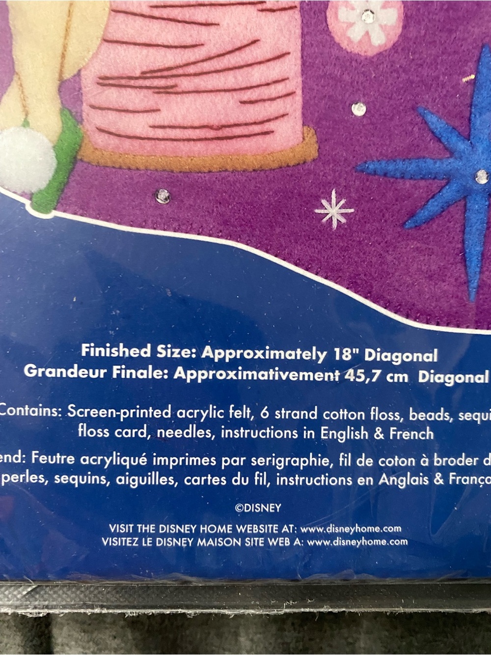 Disney Tinker Bell Purple Felt Appliqué Stocking arts and crafts diy vintage nwt - Picture 2 of 3
